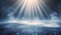 Dramatic Light Rays Stage Background with Smoke and Sparkle Royalty Free Stock Photo