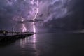 Dramatic lightening, thunder bolt in night sky Royalty Free Stock Photo