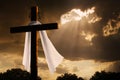 Dramatic Lighting on Christian Easter Cross As Sto