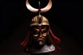 dramatic lighting on samurai helmet and mask