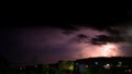 Lightning Strike Over City During Night Thunderstorm to Bright Sky Royalty Free Stock Photo