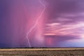 A dramatic lightning bolt strike from a monsoon storm near Tucson, Arizona Royalty Free Stock Photo