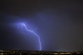 Dramatic Lightning Bolt Striking Residential Neighborhood