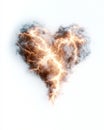 Dramatic Lightning Heart Shape Explosion Symbolizing Powerful Love Energy on White Background Royalty Free Stock Photo
