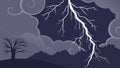 Dramatic lightning storm over a bare tree, showcasing nature\'s raw power, vector design Generative AI Royalty Free Stock Photo