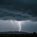 Dramatic Lightning Storm over Dark Landscape Royalty Free Stock Photo