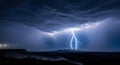 Dramatic Lightning Storm Over Dark Landscape Royalty Free Stock Photo