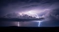Dramatic Lightning Storm over Dark Landscape Royalty Free Stock Photo
