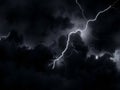 Dramatic Lightning Storm: Powerful Bolt Illuminates Dark, Ominous Clouds Royalty Free Stock Photo