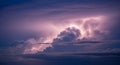 Lightning Strike Illuminating Stormy Cloudscape with Dramatic Sunrays in the Twilight Sky Weather Event, Sky Filled Royalty Free Stock Photo