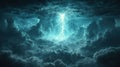 Dramatic lightning strike amidst dark, stormy clouds Royalty Free Stock Photo