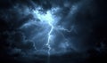Dramatic lightning strike through dark storm clouds Royalty Free Stock Photo