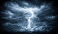Dramatic lightning strike through dark storm clouds, ideal for weather or disaster themes Royalty Free Stock Photo