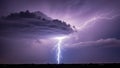Dramatic Lightning Strike Illuminates Dark Stormy Sky at Night Royalty Free Stock Photo