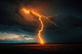 Dramatic Lightning Strike at Sunset. Royalty Free Stock Photo