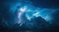 Dramatic lightning strikes dark stormy sky Royalty Free Stock Photo