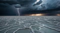 Dramatic Lightning Storm Over the Salt Flats in Uyuni, Bolivia Royalty Free Stock Photo