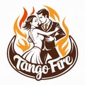 Tango fire logo with stylized dancers and flames Royalty Free Stock Photo