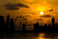 Dramatic London skyline with sunset Royalty Free Stock Photo