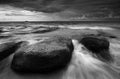Dramatic long exposure waves in black and white