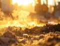 Construction Site Dust and Debris at Sunset Royalty Free Stock Photo