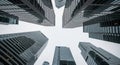 Low angle view of modern skyscrapers against a bright sky architecture city Royalty Free Stock Photo
