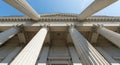Low Angle View of Grand Classical Architecture with Ionic Columns and Blue Sky building Royalty Free Stock Photo