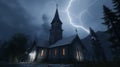 Dramatic Medieval Church in the Midst of a Thunderstorm Royalty Free Stock Photo