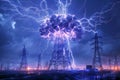 Electrifying Power Surge: Lightning Strikes Transformer Description