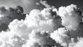 Dramatic monochrome cloudscape with fluffy cumulus clouds, sky background. Royalty Free Stock Photo