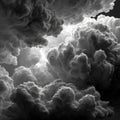 Dramatic Monochrome Cloudscape: Heavy Gray and White Cloud Formations Royalty Free Stock Photo