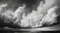Dramatic Monochrome Cloudscape Over Ocean Royalty Free Stock Photo
