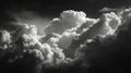 Dramatic Monochrome Cumulus Cloud Formations Illuminated by Intense Sunlight Royalty Free Stock Photo
