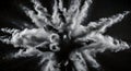 Dramatic monochrome powder explosion abstract design Royalty Free Stock Photo