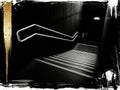 Dramatic monochrome view of modern underground staircase with Royalty Free Stock Photo