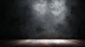 Dark Moody Stage With Falling Glitter And Spotlight On Textured Floor Dramatic Lighting Empty Space Royalty Free Stock Photo