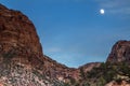 dramatic moon rise landscape taken in Zion national Park in Utah during autumn.