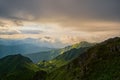 Dramatic mountain landscape on a foggy morning Royalty Free Stock Photo