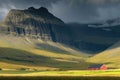 Icelandic Farmhouse and Mountain Royalty Free Stock Photo