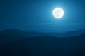 Dramatic Mountain Moonrise With Deep Blue Sky and Shadows Royalty Free Stock Photo