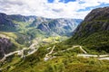 The dramatic mountain road down to Lysebotn in Lysefjorden Royalty Free Stock Photo