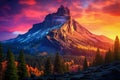dramatic mountain view at sunset