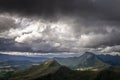 dramatic mountains rocky peaks and stormy skies