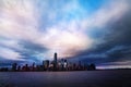 Dramatic New York Manhattan downtown panorama view Royalty Free Stock Photo