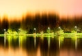 Dramatic night park illumination reflections background Royalty Free Stock Photo