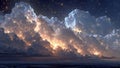 Dramatic Night Sky with Illuminated Clouds Royalty Free Stock Photo