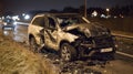 Dramatic Nighttime SUV Collision on Highway Leads to Emergency Response and Multiple Injuries Royalty Free Stock Photo