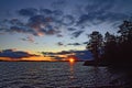 Dramatic northern sunset. Lake Keret, North Karelia, Russia