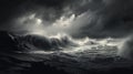 dramatic ocean black and white Royalty Free Stock Photo