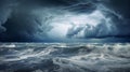 Dramatic ocean with stormy clouds gathering above.AI Generated